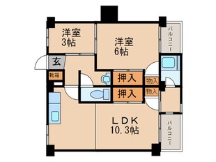 ビレッジハウス萩原2号棟の物件間取画像